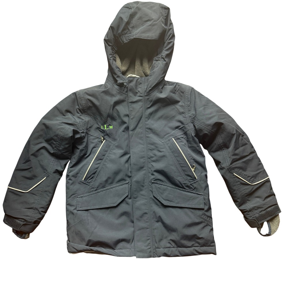 Lands' End Parka Jacket Kids Size M 5-6 Navy Hooded Winter Coat Utility READ